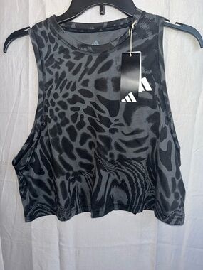 adidas Women’s Black & Gray Printed Cropped Tank